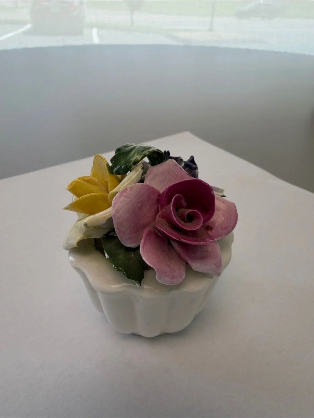 Sandford Handcrafted Ceramic Floral Accent in Pink, Purple & Green
